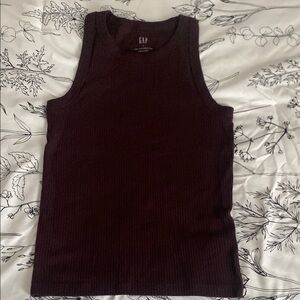 GAP dark purple high neck ribbed Tank Top